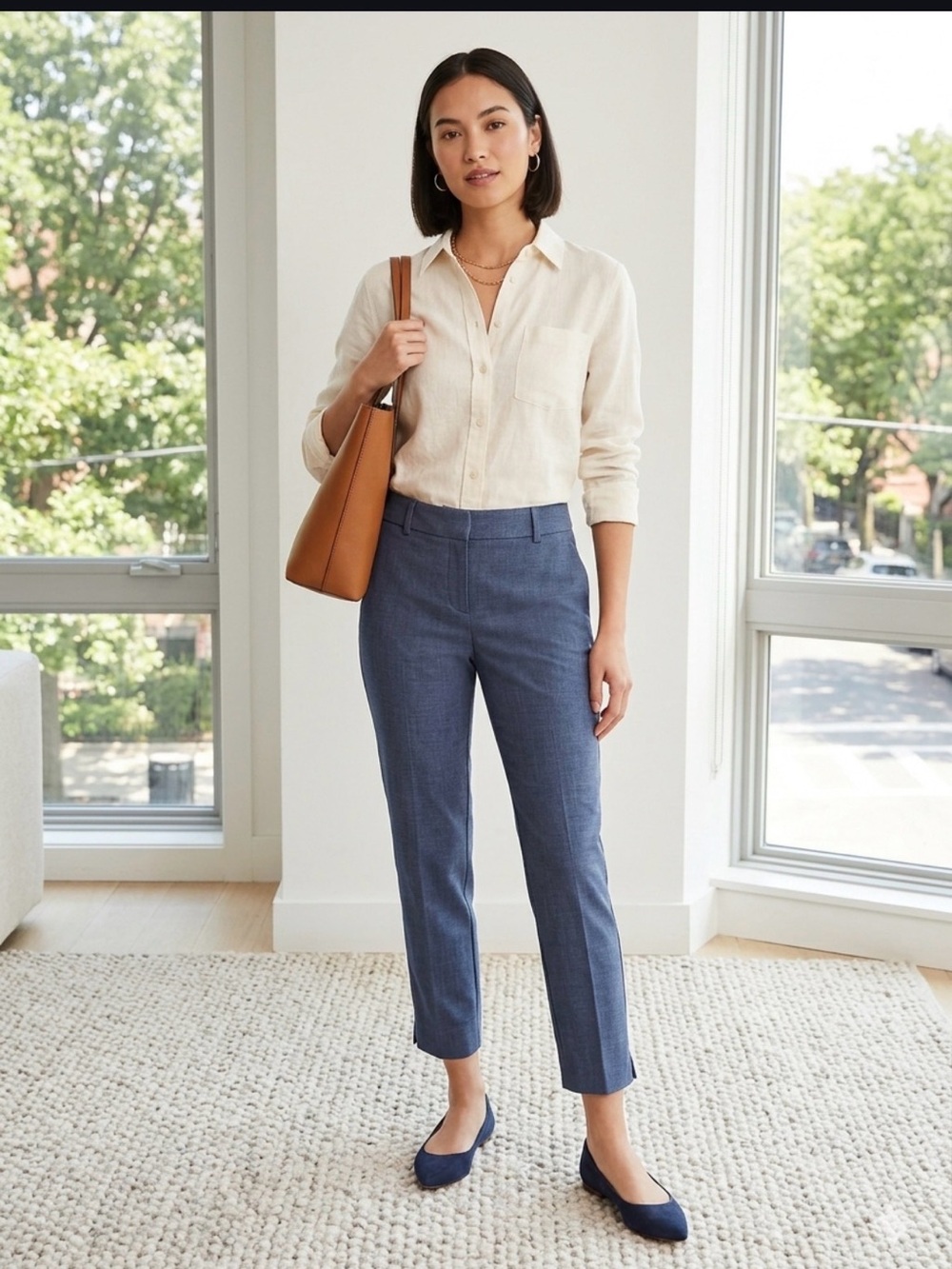 LOFT Navy Cropped Ankle Pants size 2